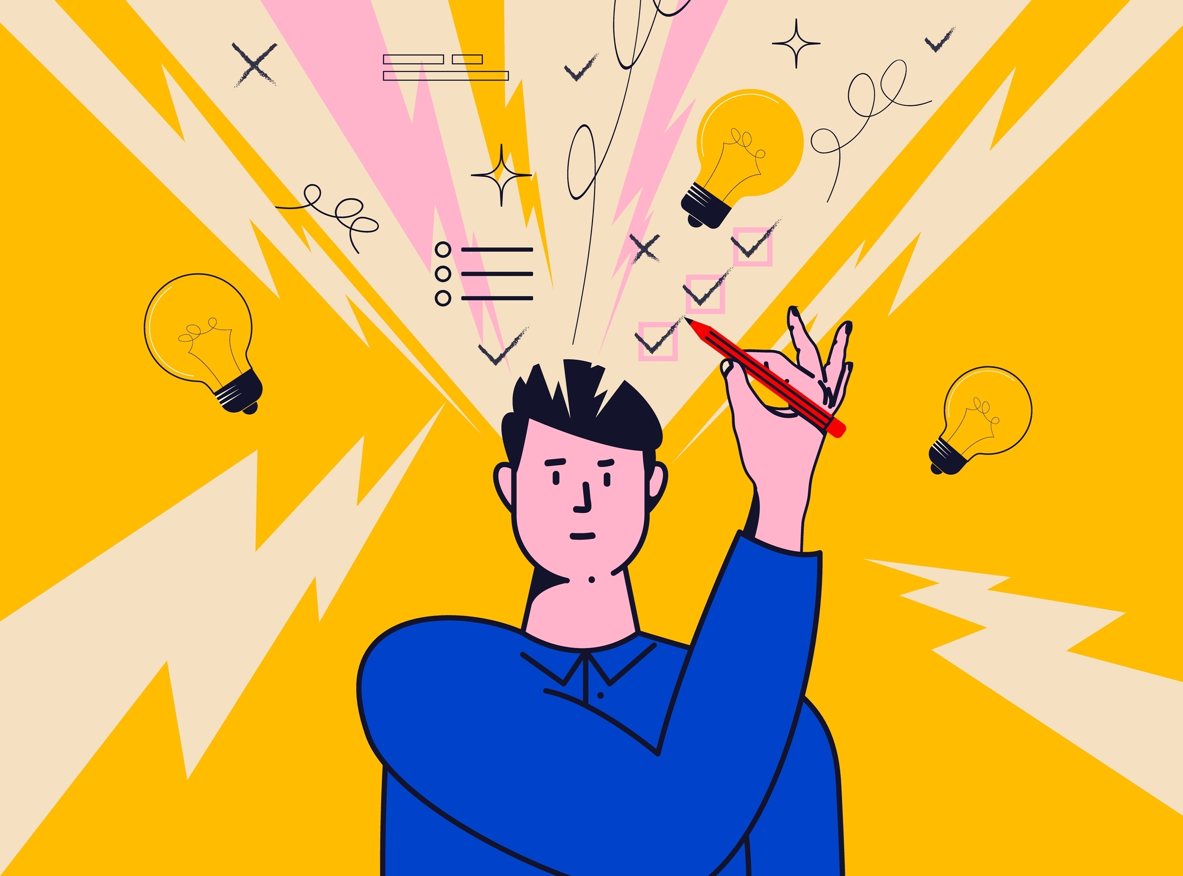 Brainstorming,Or,Decision,Making,Or,Idea,Conceptual,Illustration,With,Male